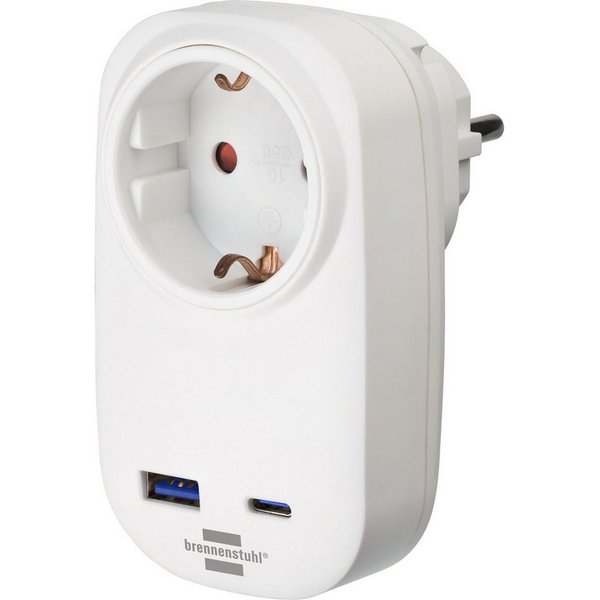Brennenstuhl Steckdosenadapter + USB-Charger PD 1xUSB A,1xPD 20W Adapter Typ F (Schuko) zu Typ F (Schuko)