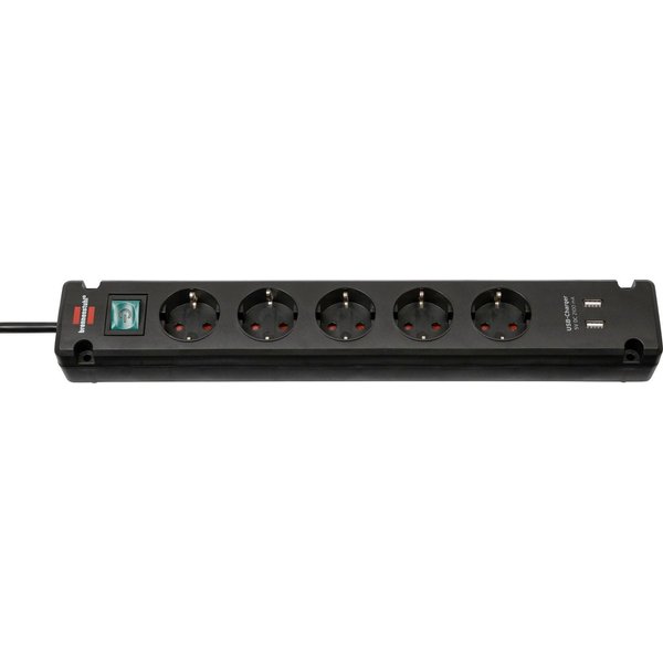 Brennenstuhl Steckdosenleiste (Ein- / Ausschalter, USB-Anschlüsse), mit Sicherheitsschalter & 2 USB Ladebuchsen
