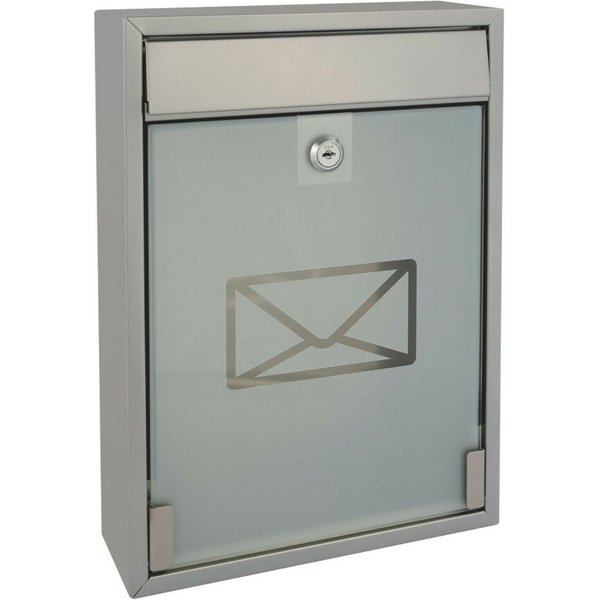 PEREL Briefkasten Perel Briefkasten Milan, Wandmontage, Milchglas, inkl. 2 Schlüssel, Ab (1-St)