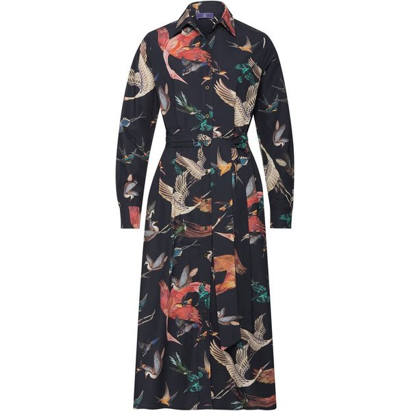 Brigitte von Schönfels Midikleid Hemdblusenkleid mit Vogelmotiven