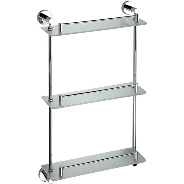 BRILLANTBAD® Duschregal BOMEGA Glasablage Messing Chrom poliert Milchglas Bad Küche >> Bohren
