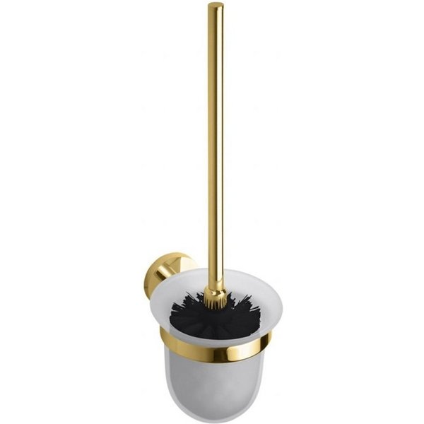 BRILLANTBAD® WC-Garnitur BILLO WC-Garnitur Messing Gold poliert Glas Bad WC >> Bohren / Kleben
