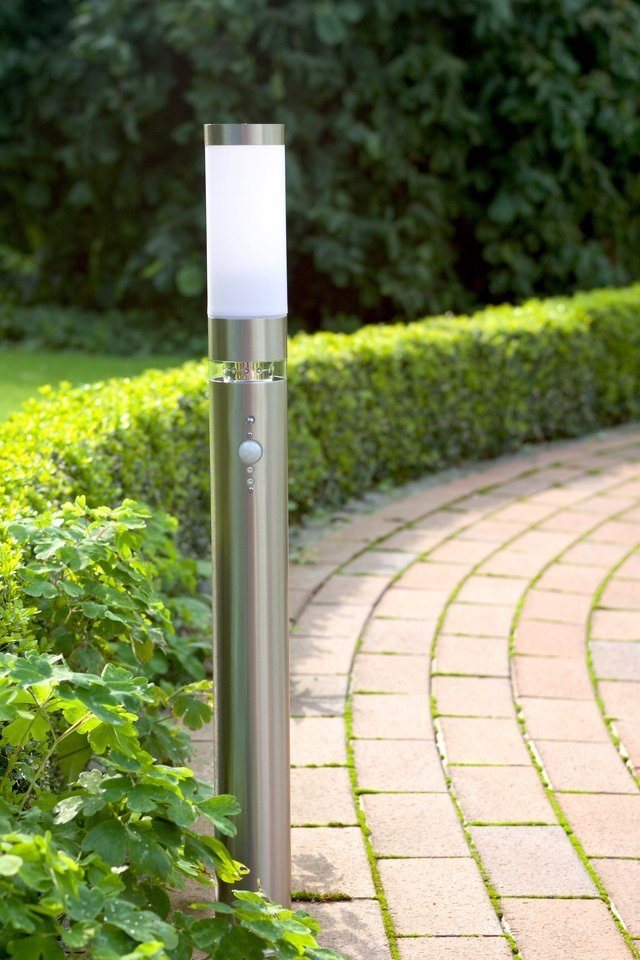 Brilliant Außen-Stehlampe BOLE, LED fest integriert, 78 cm Höhe, Ø 8 cm, Bewegungsmelder, E27, Metall/Kunststoff, edelstahl – Bild 2 von 5