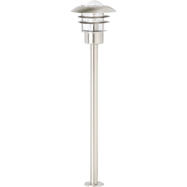 Brilliant Außen-Stehlampe TERRENCE, ohne Leuchtmittel, 90 cm Höhe, Ø 22 cm, E27, IP44, Metall/Glas, edelstahl