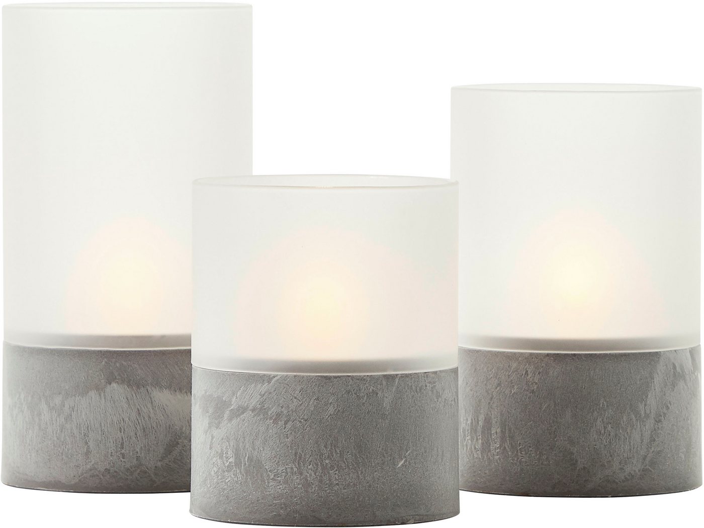 Brilliant Außen-Tischleuchte Bougie, Timerfunktion, LED fest integriert, Extra-Warmweiß, LED-Kerzen 3er-Set, Timer, Höhe 10/12,5/15 cm, Ø 8 cm – Bild 3 von 5