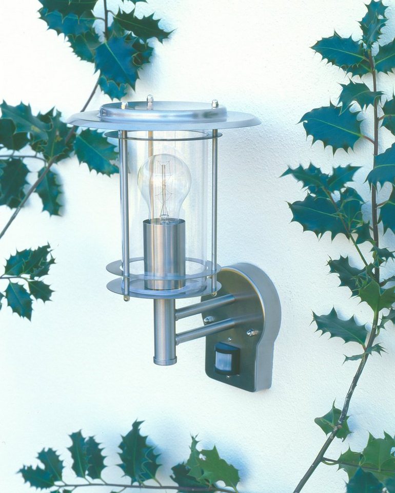 Brilliant Außen-Wandleuchte YORK, Bewegungsmelder, ohne Leuchtmittel, 36cm Höhe, E27 max. 40W, LED geeignet, aus rostfreiem Edelstahl – Bild 2 von 3