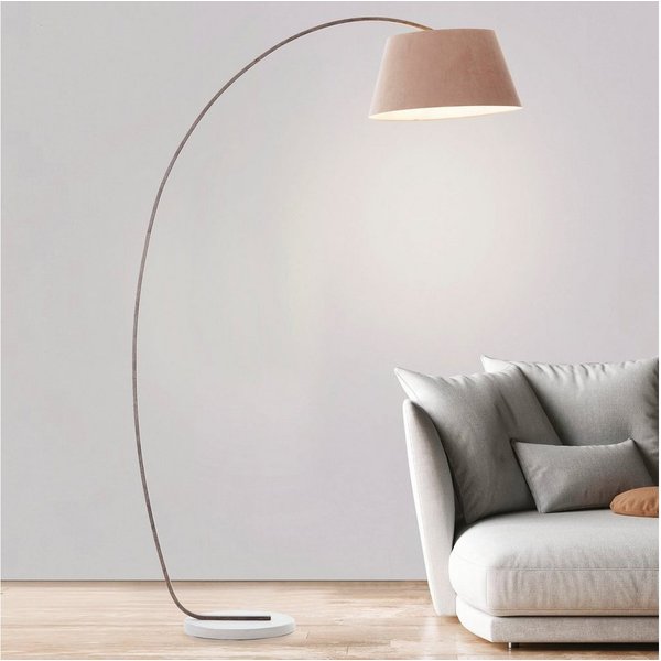 Brilliant Bogenlampe Brok, ohne Leuchtmittel, 196 cm Höhe, 121 cm Ausl., E27, schwenkbar, Beton/Metall/Textil, taupe