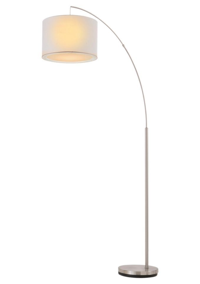 Brilliant Bogenlampe Clarie, ohne Leuchtmittel, 1,8m Höhe, E27 max. 60W, Stoffschirm, Metall/Textil – Bild 4 von 5