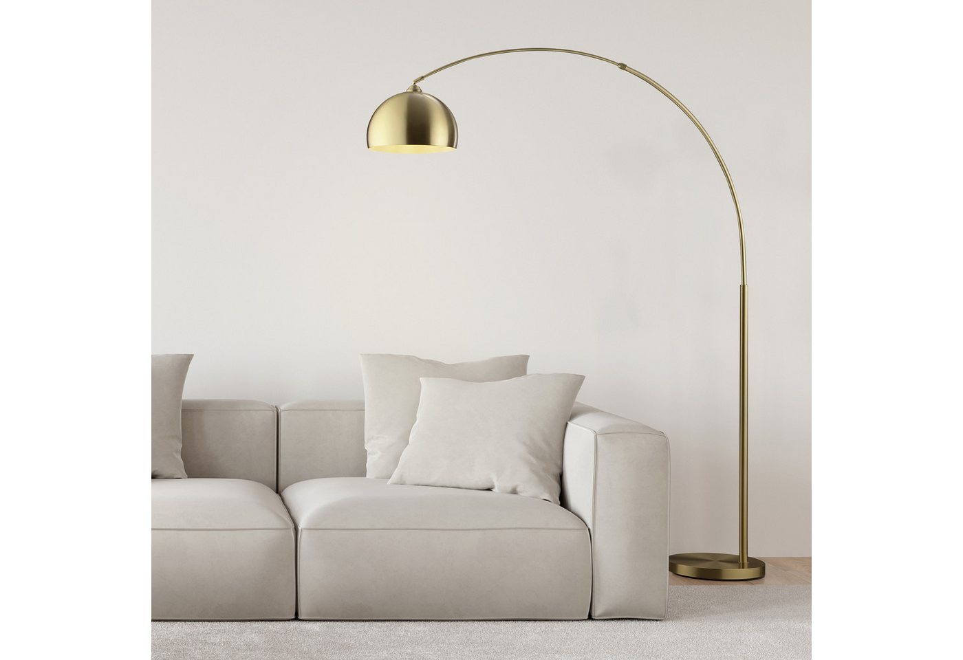 Brilliant Bogenlampe Manor, ohne Leuchtmittel, Bogen-Stehleuchte E27, 199 x 150 cm, messingfarben gebürstet – Bild 2 von 5