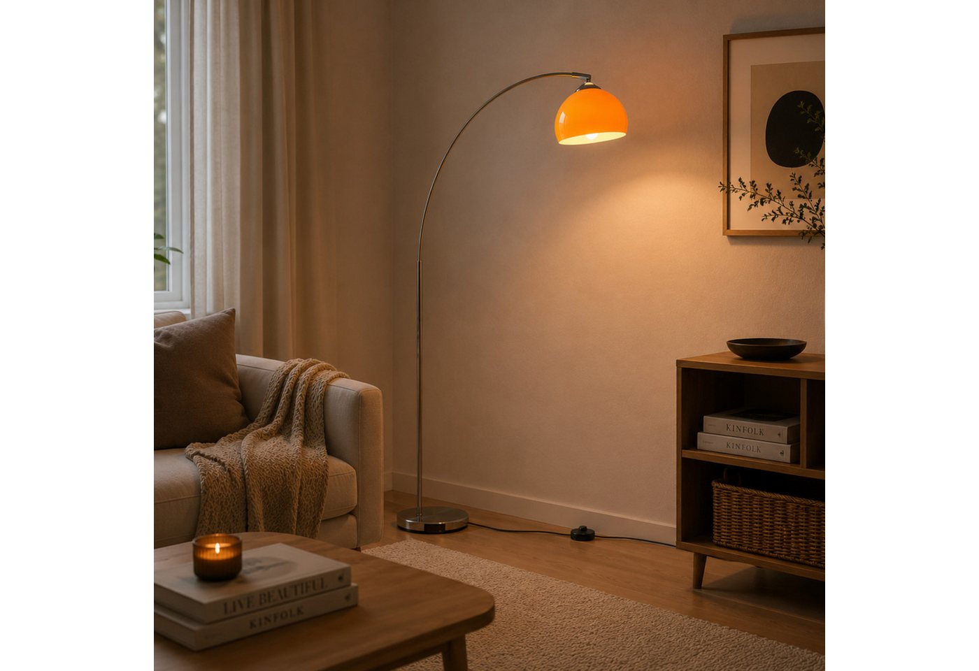 Brilliant Bogenlampe Vessa - Bogenstehleuchte, ohne Leuchtmittel, Stehlampe Wohnzimmer, H 166 cm, B 122 cm, E27-Fassung, Bogenleuchte – Bild 2 von 5