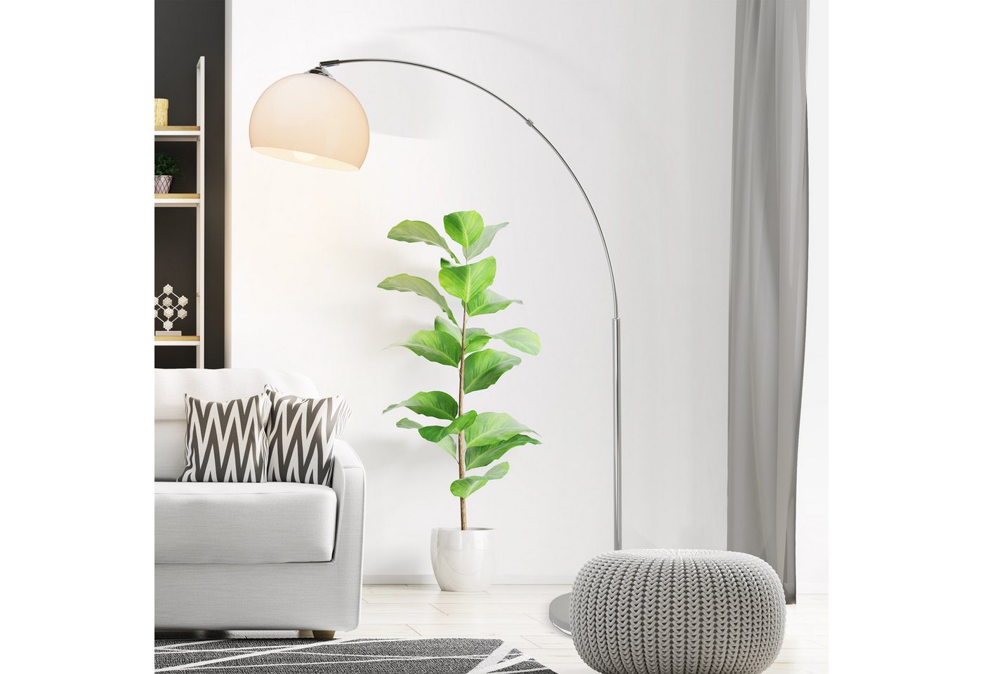 Brilliant Bogenlampe Vessa - Bogenstehleuchte, ohne Leuchtmittel, Stehlampe Wohnzimmer, H 166 cm, B 122 cm, E27-Fassung, Bogenleuchte – Bild 2 von 4