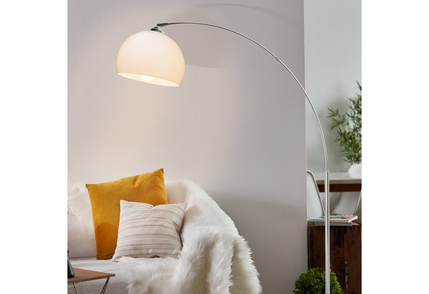 Brilliant Bogenlampe Vessa - Bogenstehleuchte, ohne Leuchtmittel, Stehlampe Wohnzimmer, H 166 cm, B 122 cm, E27-Fassung, Bogenleuchte – Bild 4 von 4