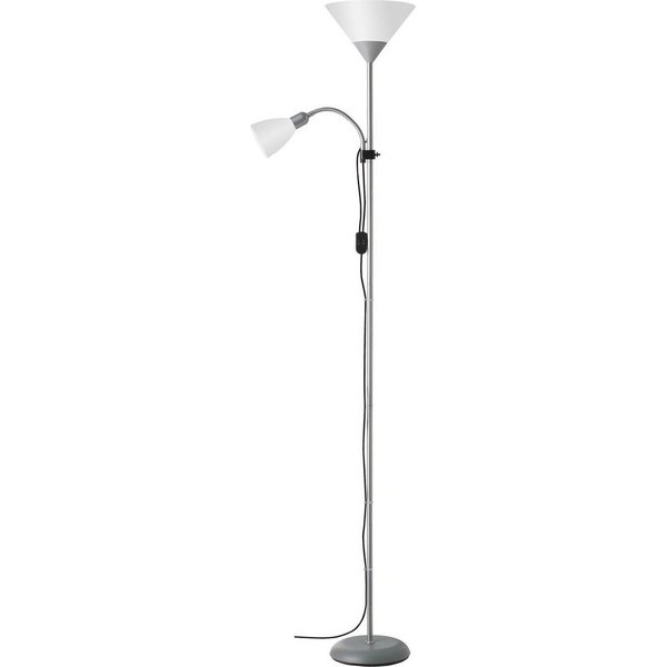 Brilliant Deckenfluter Spari, Lesearm, ohne Leuchtmittel, 180 cm Höhe, Ø 25 cm, E27 + E14, Aluminium/Kunststoff