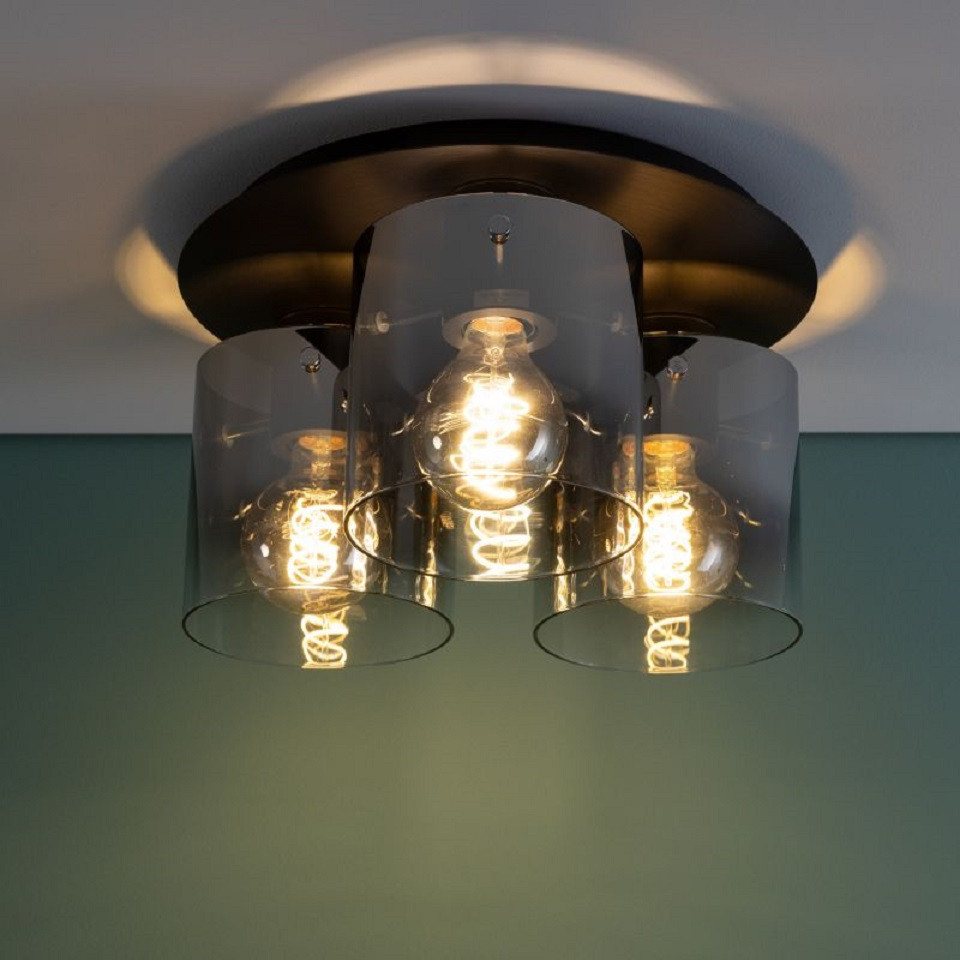 Brilliant Deckenleuchte Beth, ohne Leuchtmittel, Deckenlampe 35cm schwarz/rauchglas – Bild 5 von 5