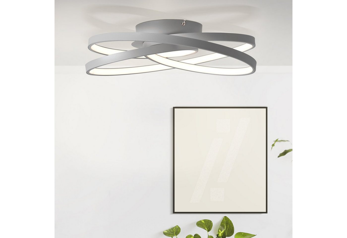 Brilliant Deckenleuchte Labyrinth, LED wechselbar, Warmweiß, Ø 39,5 cm, ineinandergreifende Kreise, Metall/Acryl – Bild 2 von 5
