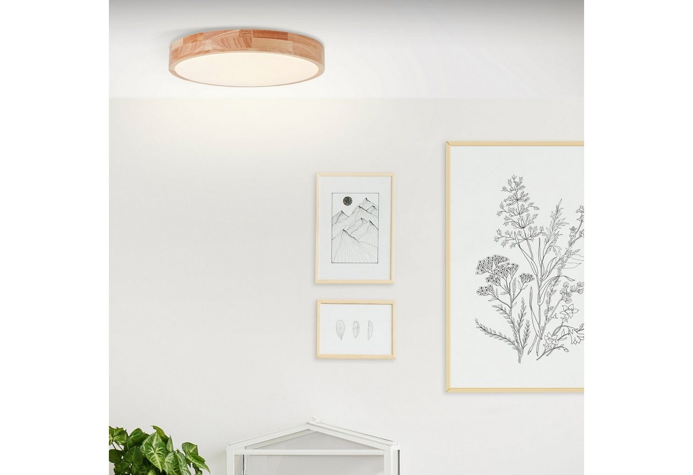 Brilliant Deckenleuchte Slimline, LED wechselbar, Warmweiß, LED Wand- und Deckenlampe 39cm holz hell/weiß – Bild 3 von 5