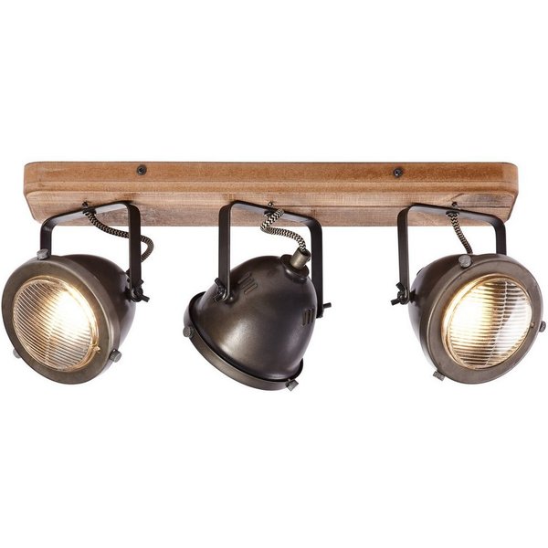 Brilliant Deckenstrahler Carmen Wood, ohne Leuchtmittel, Spotbalken 3flg burned steel/holz
