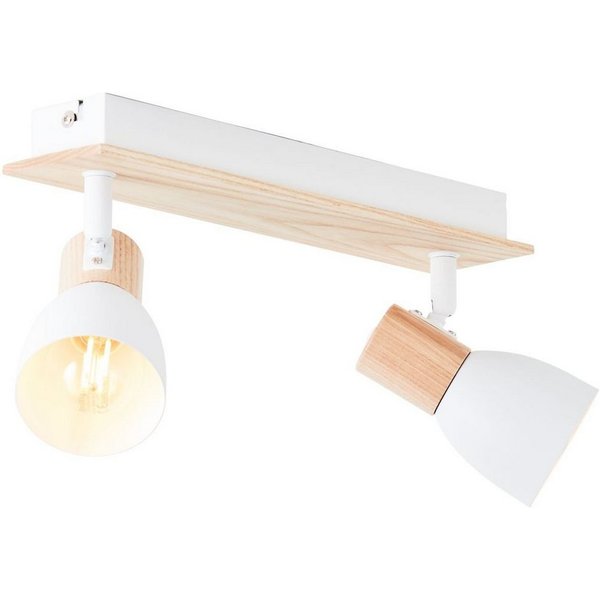Brilliant Deckenstrahler Daintree, ohne Leuchtmittel, 37 cm Breite, E14, schwenkbar, Metall/Holz, weiß/natur