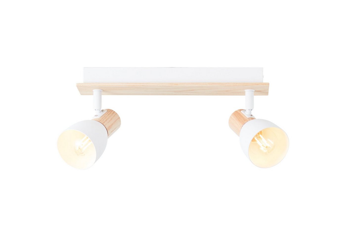 Brilliant Deckenstrahler Daintree, ohne Leuchtmittel, 37 cm Breite, E14, schwenkbar, Metall/Holz, weiß/natur – Bild 2 von 4