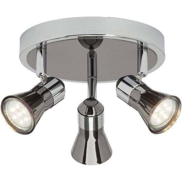 Brilliant Deckenstrahler Jupp, LED wechselbar, Warmweiß, LED Spotrondell 3flg chrom/schwarz
