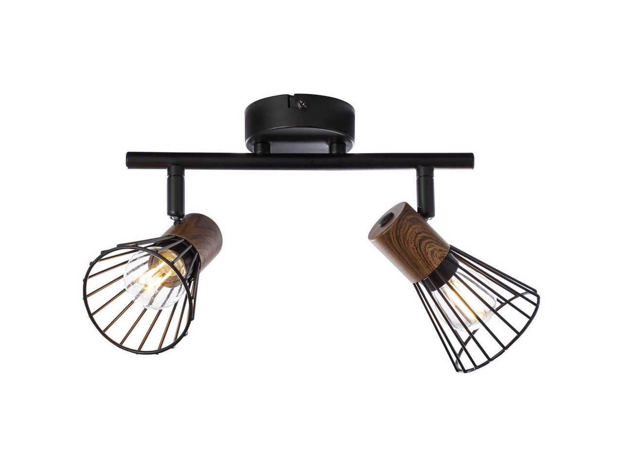 Brilliant Deckenstrahler Manama, ohne Leuchtmittel, Spotrohr 2flg holz dunkel/schwarz matt – Bild 2 von 3