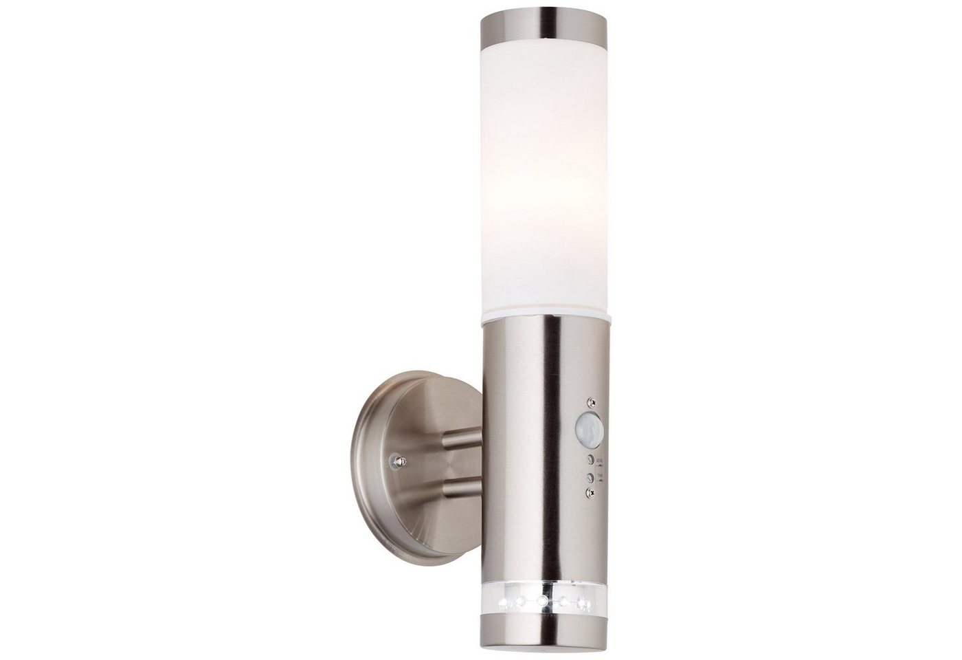 Brilliant LED Außen-Wandleuchte BOLE, Bewegungsmelder, LED fest integriert, 38 cm Höhe, Ø 8 cm, Bewegungsmelder, E27, Metall/Kunststoff, edelstahl – Bild 3 von 4