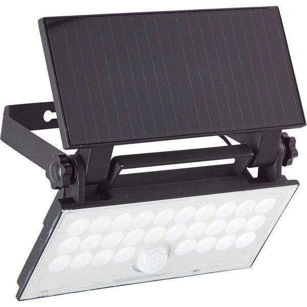 Brilliant LED Außen-Wandleuchte Luton, Bewegungsmelder, LED fest integriert, Solar, 19 cm, 1000 lm, 4100 K, schwenkbar, schwarz
