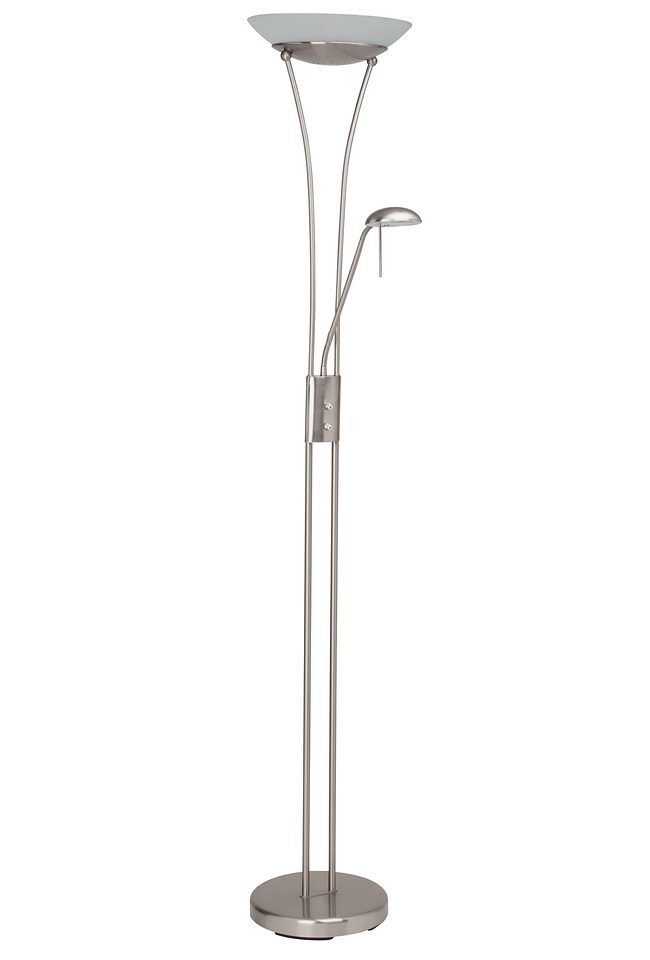 Brilliant LED Deckenfluter Finn, Lesearm, LED fest integriert, Lesearm, H 179 cm, dimmbar, 2500 lm, warmweiß, Metall/Glas, eisen/weiß – Bild 3 von 5
