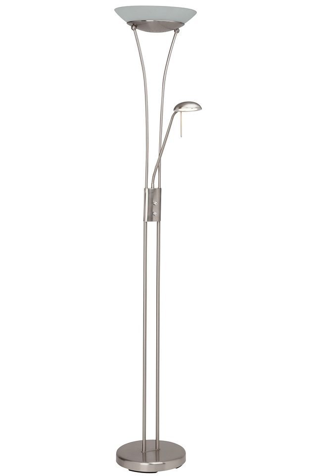 Brilliant LED Deckenfluter Finn, Lesearm, LED fest integriert, Lesearm, H 179 cm, dimmbar, 2500 lm, warmweiß, Metall/Glas, eisen/weiß – Bild 4 von 5