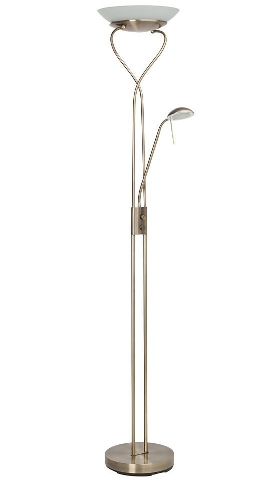 Brilliant LED Deckenfluter Ollie, Lesearm, LED fest integriert, Lesearm, H 180cm, dimmbar, 2500lm, warmweiß, antik messingfarben – Bild 2 von 5