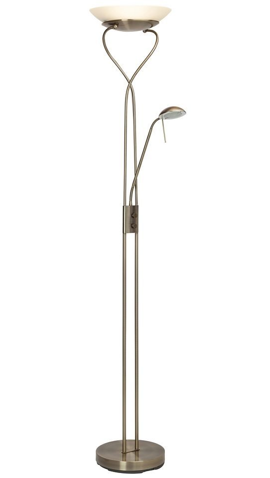 Brilliant LED Deckenfluter Ollie, Lesearm, LED fest integriert, Lesearm, H 180cm, dimmbar, 2500lm, warmweiß, antik messingfarben – Bild 4 von 5