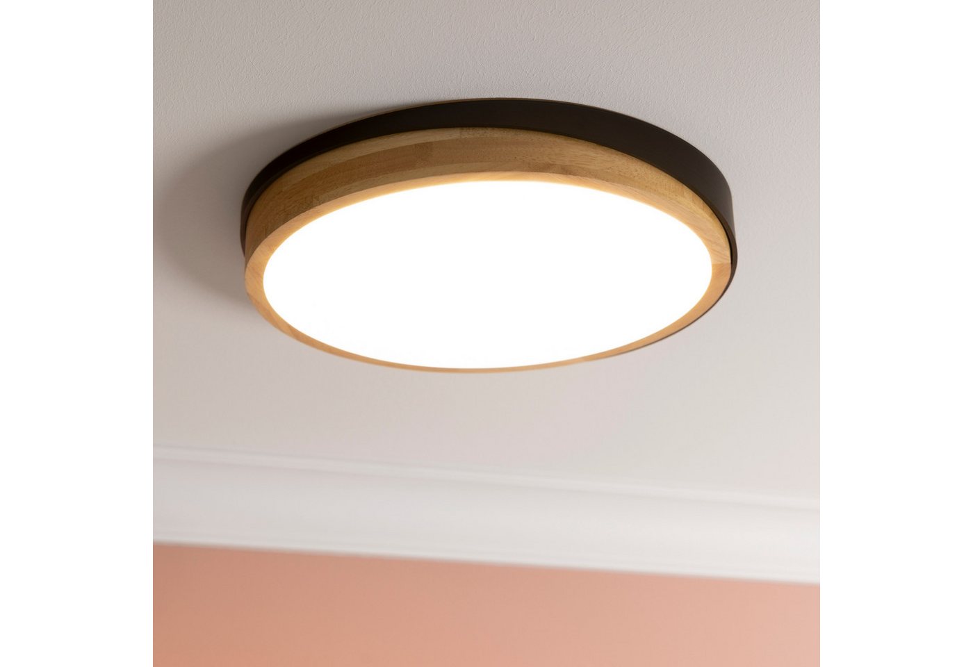 Brilliant LED Deckenleuchte Baarlo, Dimmfunktion, LED fest integriert, Warmweiß, Ø 35 cm, 2400 lm, 3000 K, 3-Stufen dimmbar, Holz/Metall – Bild 2 von 5