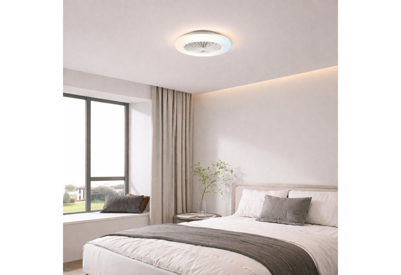 Brilliant LED Deckenleuchte Montero, CCT - über Fernbedienung, Memoryfunktion, Nachtlichtfunktion, Timerfunktion, Ventilatorfunktion, LED fest integriert, warmw – Bild 2 von 5