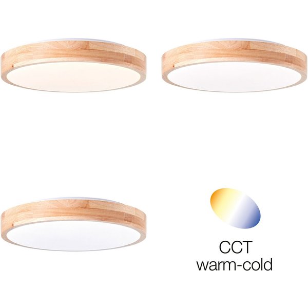 Brilliant LED Deckenleuchte Slimline, LED fest integriert, Ø 34 cm, CCT, 1300 lm, Metall/Holz/Kunststoff, holz hell/weiß