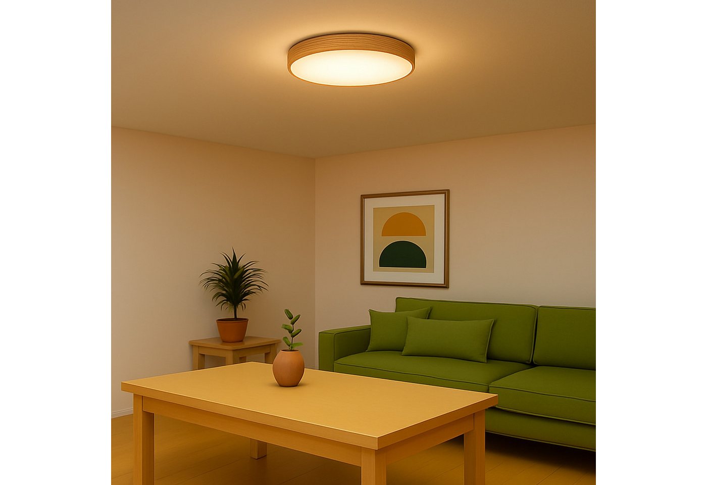 Brilliant LED Deckenleuchte Teranon, LED fest integriert, Warmweiß, Holzoptik, 3000 K, braun/weiß – Bild 2 von 5