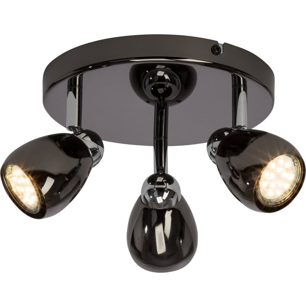 Brilliant LED Deckenstrahler Milano, LED wechselbar, Ø 33 cm, 3 x GU10 Leuchtmittel inklusive, Metall, schwarz chrom