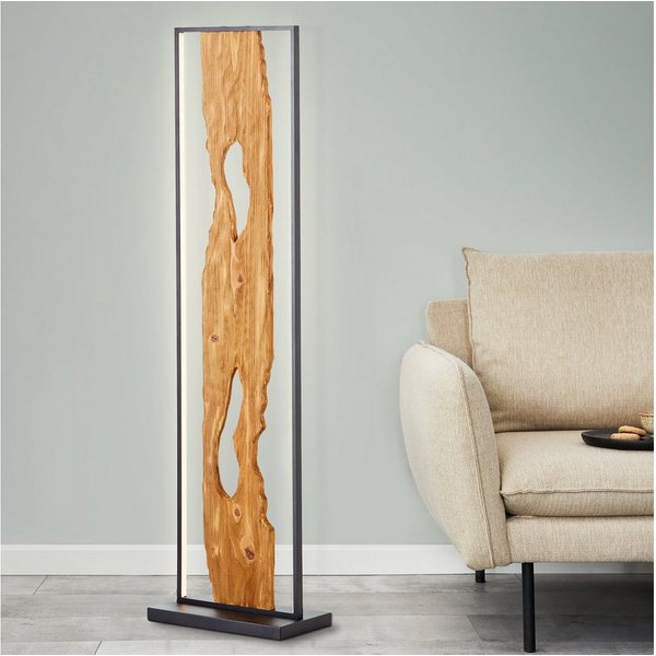Brilliant LED Stehlampe Chaumont, LED fest integriert, Warmweiß, Höhe 120 cm, 2300 lm, Aluminium/Metall/Holz, schwarz/holz