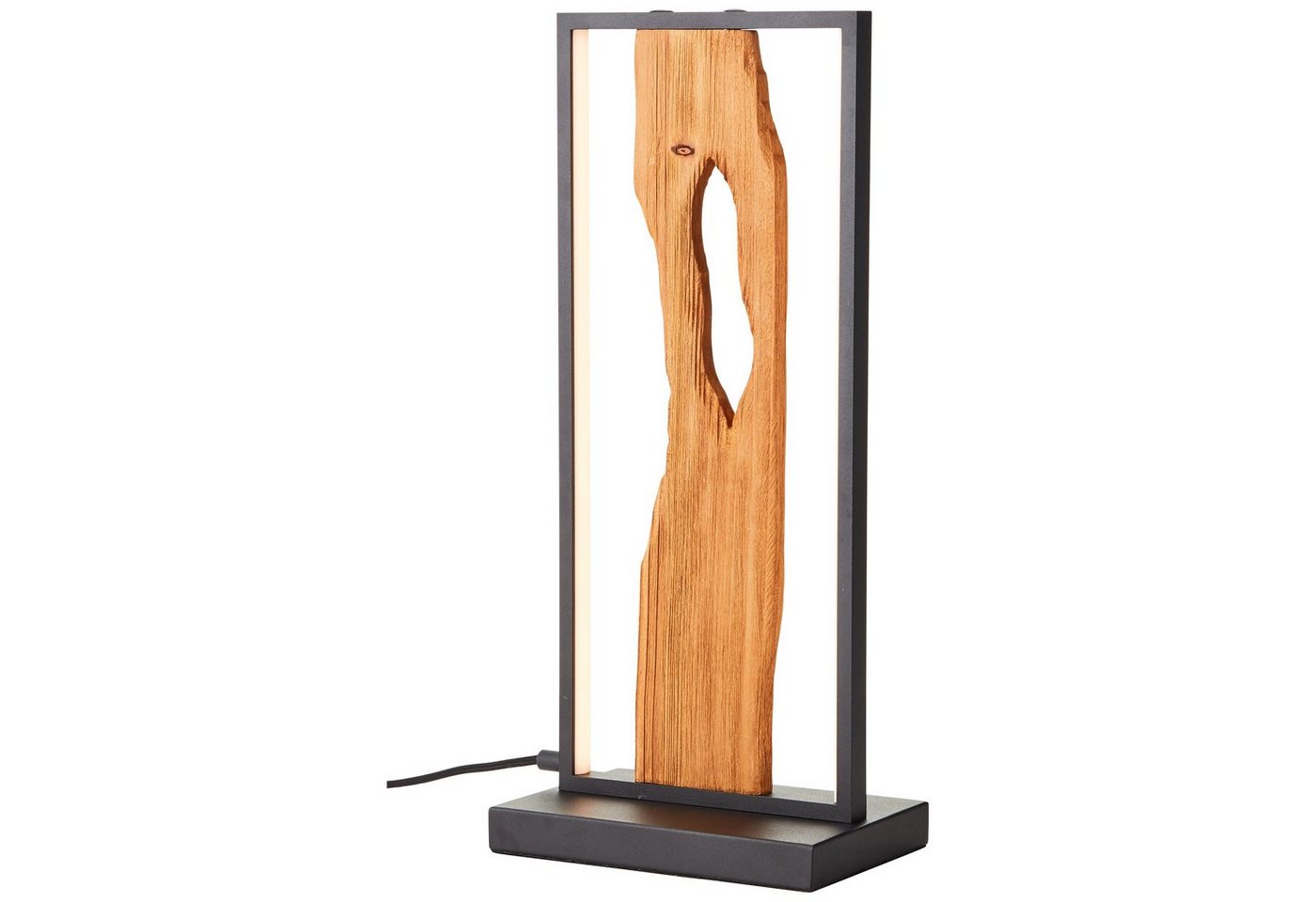 Brilliant LED Tischleuchte Chaumont, LED fest integriert, Warmweiß, Höhe 50 cm, 940 lm, Aluminium/Metall/Holz, schwarz/holz – Bild 4 von 5