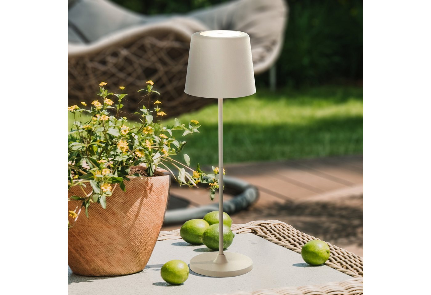 Brilliant LED Tischleuchte Kaami - mobile LED Außen Tischlampe, Dimmfunktion, mehrere Helligkeitsstufen, LED fest integriert, Warmweiß, mobile LED Außen Tischla – Bild 2 von 5