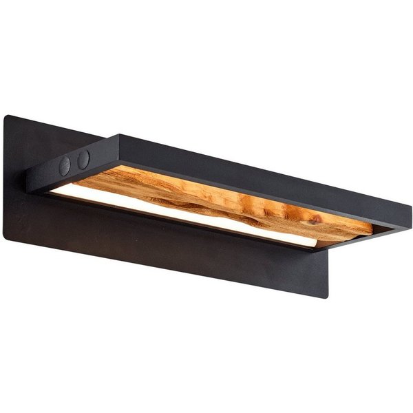 Brilliant LED Wandleuchte Chaumont, LED fest integriert, Warmweiß, Breite 35 cm, 930 lm, Aluminium/Metall/Holz, schwarz/holz
