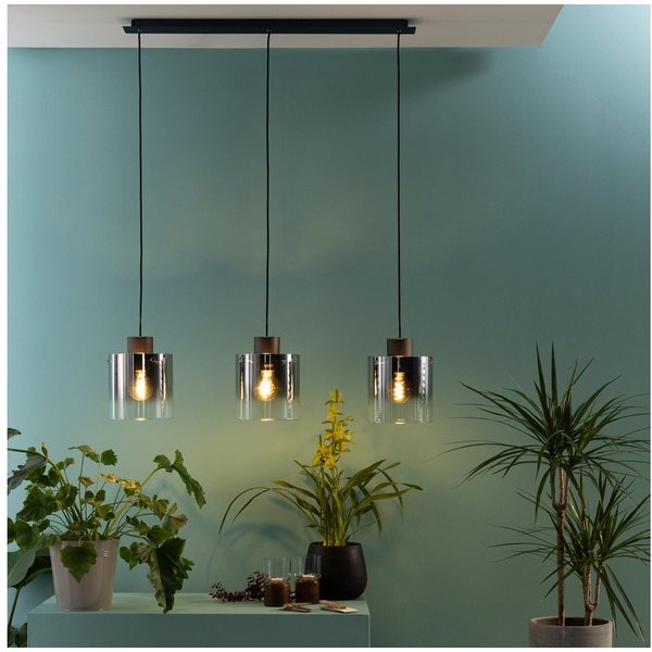 Brilliant Pendelleuchte Beth, ohne Leuchtmittel, Hängelampe 3flg Kaffee / Rauchglas, Glasleuch