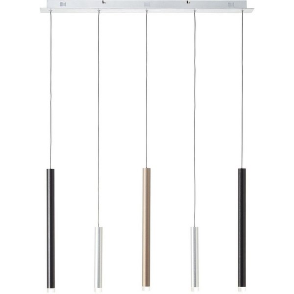 Brilliant Pendelleuchte Cembalo, LED fest integriert, Warmweiß, LED Hängelampe 5flg alu/schwarz/braun