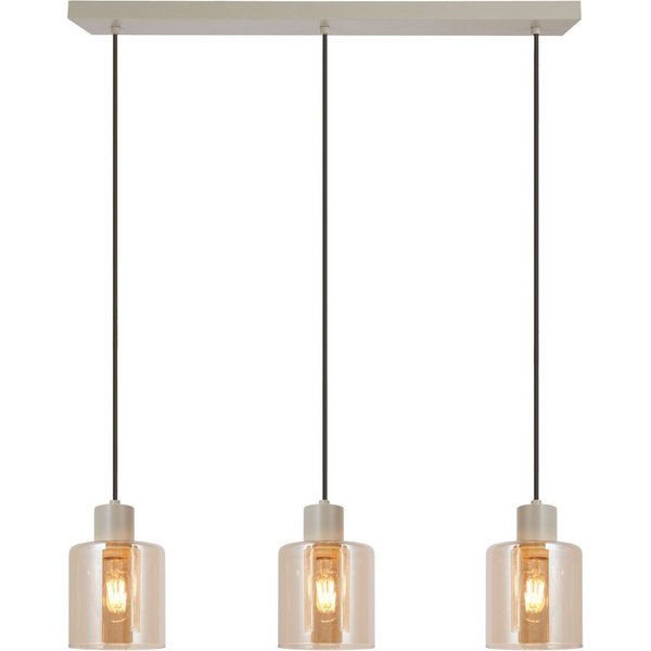Brilliant Pendelleuchte Lyska, ohne Leuchtmittel, 72 x 12,5 x 120 cm, 3x E27 Fassung, Metall/Glas, beige/bernsteinfarben