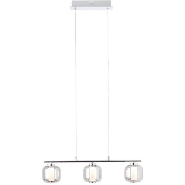 Brilliant Pendelleuchte Rafa, LED fest integriert, Warmweiß, LED 3flg Balken chrom/rauchglas