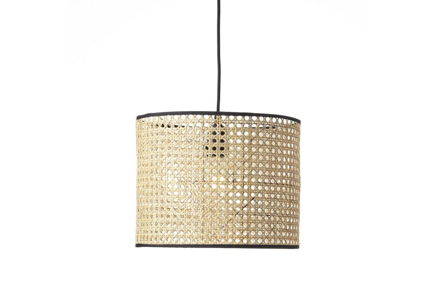 Brilliant Pendelleuchte WILEY, ohne Leuchtmittel, 174 cm Höhe, Ø 30 cm, E27, kürzbar, Rattan/Metall, holz hell/schwarz – Bild 3 von 5