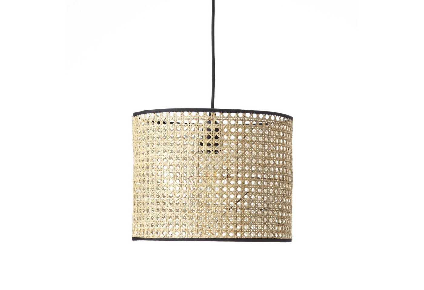 Brilliant Pendelleuchte WILEY, ohne Leuchtmittel, 174 cm Höhe, Ø 30 cm, E27, kürzbar, Rattan/Metall, holz hell/schwarz – Bild 4 von 5