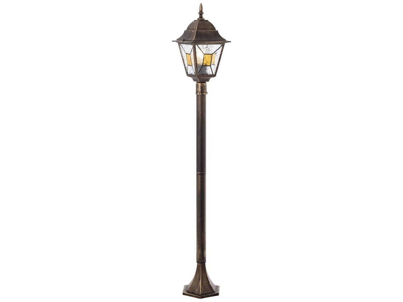 Brilliant Pollerleuchte Janel, ohne Leuchtmittel, 120 cm Höhe, E27, Metall/Glas, antik schwarz goldfarben – Bild 2 von 4