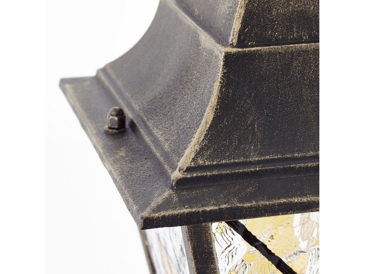 Brilliant Pollerleuchte Janel, ohne Leuchtmittel, 120 cm Höhe, E27, Metall/Glas, antik schwarz goldfarben – Bild 3 von 4