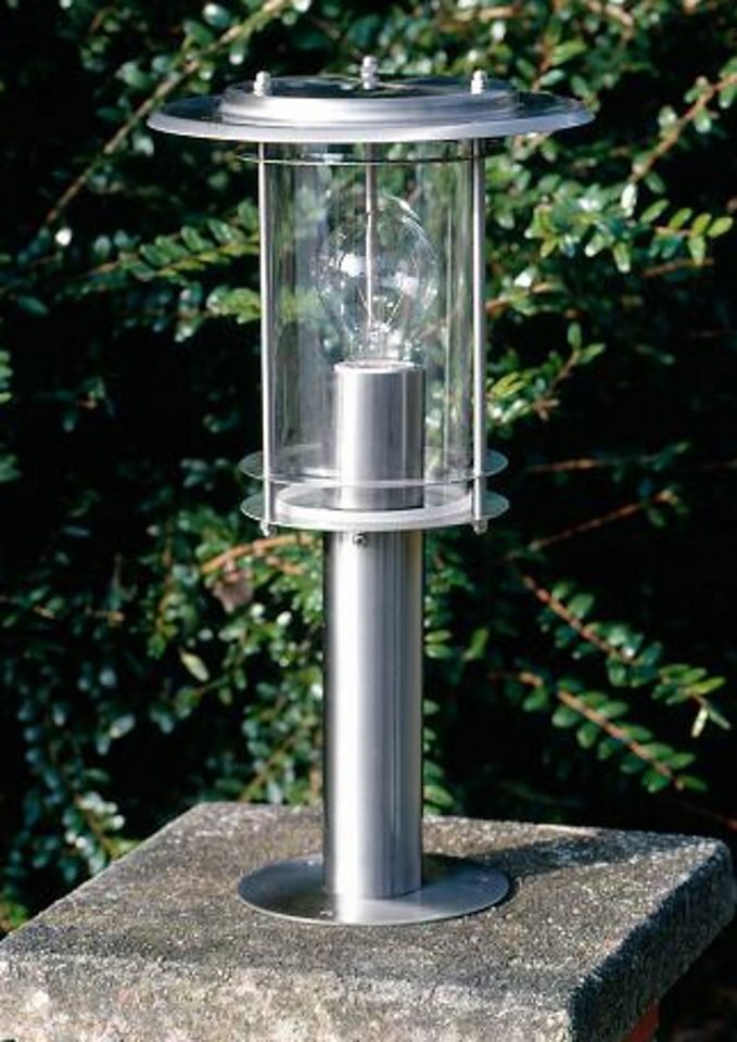Brilliant Sockelleuchte YORK, ohne Leuchtmittel, 40cm Höhe, E27 max. 40W, LED geeignet, aus rostfreiem Edelstahl – Bild 2 von 2