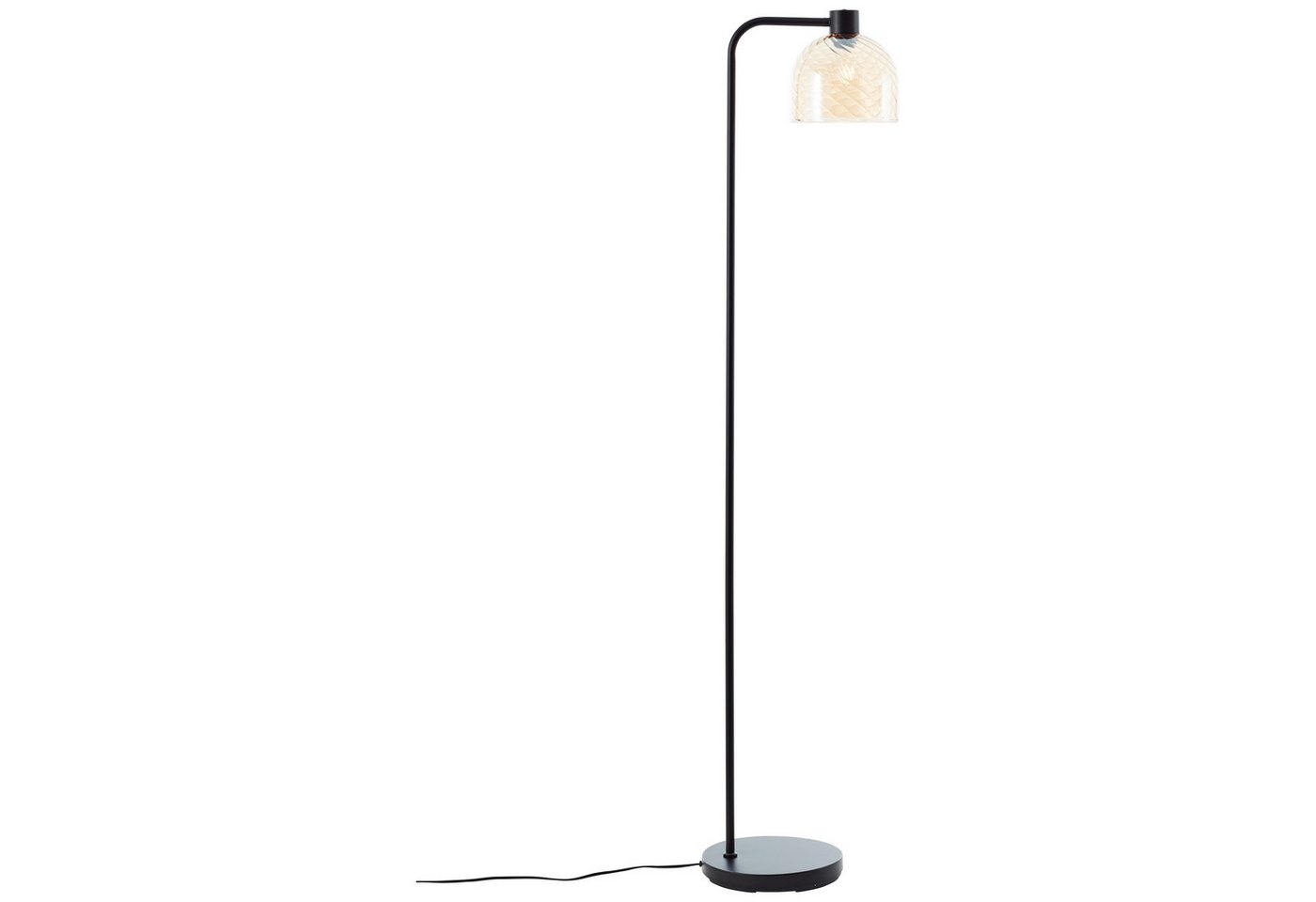 Brilliant Stehlampe Casto, ohne Leuchtmittel, 153 x 25 x 33 cm, E27, Glas/Metall, bernsteinfarben/schwarz – Bild 3 von 5